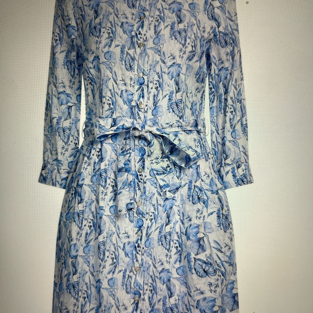 Blue Floral Long Sleeve Dress